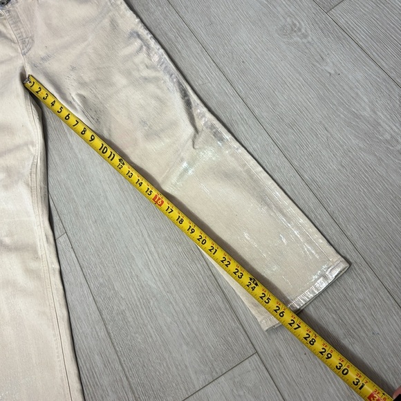 Rag & Bone Cate Mid-Rise Skinny Size 30 Moonshine JeansMetallic Silver Off White - Picture 5 of 16